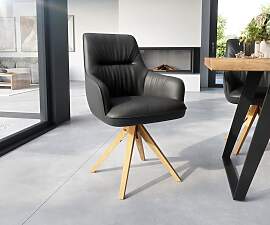 Esszimmerstuhl Zelia-Flex mit Armlehnen Echt-Leder 