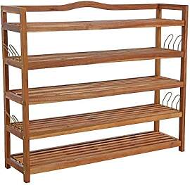 ESTEXO Holz Schuhregal mit 5 Etagen, 94 x 26 x 82