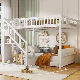 Etagenbett 140x200 mit Stauraum, Kinderbett mit