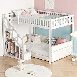 Etagenbett 90x200 mit Stauraum, Kinderbett mit