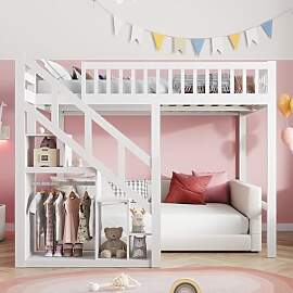 Etagenbett 90x200 mit Stauraum, Kinderbett mit