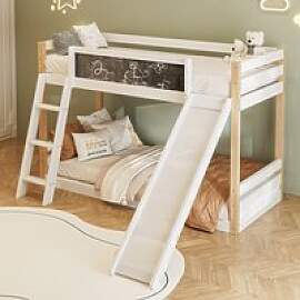 Etagenbett für Kinder mit Rutsche und Treppe,