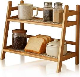 Euablfo Küchen Organizer 2 Tiers,Bambus