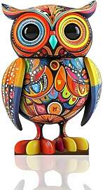 Eulen Holz Deko, 2D Flach Holzfigur Bunt Katzen