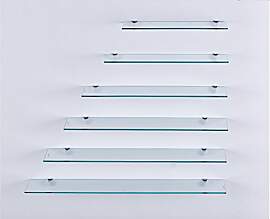Euro Tische 70cm Glas Wandregal Klarglas, Glas