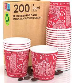 Eurocali 200 Kaffeebecher aus Papier, 65 ml,