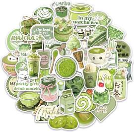 Evadollina Sticker, 50 Stück Matcha Stickers,