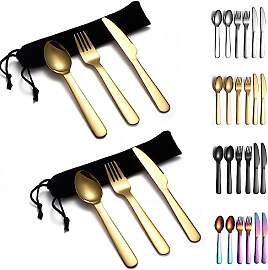 Evanda Gold Campingbesteck 2 Pack, Include Messer
