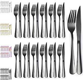 Evanda Schwarze Steakbesteck 24 teilig, Schwarzes