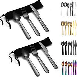 Evanda Schwarzes Campingbesteck 2 Pack, Include