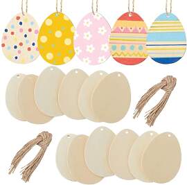 EVBOTGEE Ostern Holzanhänger Set 40 Stück