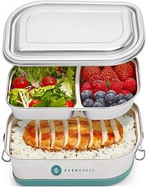 Everusely Edelstahl-Bento-Box - Gestufte Lunchbox