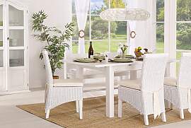 Exklusiver Rattanstuhl Blanca, Rattan weiß, Holz