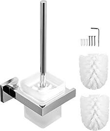 EXLECO Glas Toilettenbürste mit 2 Ersatzbürsten
