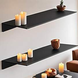 FAAING 2er Set 40cm Wandregal Metall Schwarz, Wand 