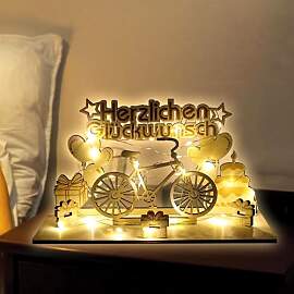 Fahrrad Geburtstag Geldgeschenke Holz mit LED