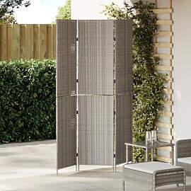 Faltbarer Raumteiler 3-teilig Grau 147x180 cm Poly 