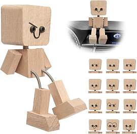 FAMCUCHE Wackelfigur Auto, Wackelnder Holzmann mit 
