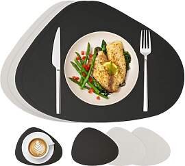 Famibay Platzsets Abwaschbar Tischsets Leder