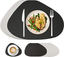 Famibay Platzsets Abwaschbar Tischsets Leder