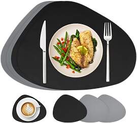 Famibay Platzsets Abwaschbar Tischsets Leder