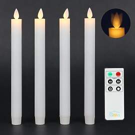 Fanna 4er Set LED Stabkerzen Tafelkerzen Weiß