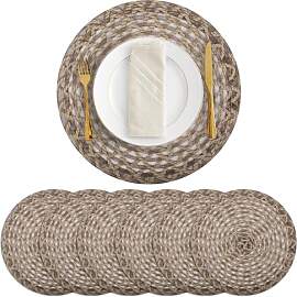 fanquare 38cm Runde Woven Platzsets,6 Stück Braun 