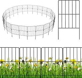 FANTASK 25 Stück Gartenzaun Metall, 60 cm hoch,