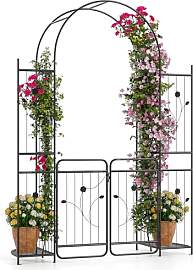 FANTASK Gartenbogen mit Tür, 163 x 50 x 220cm,