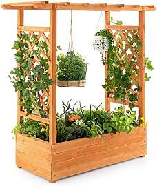 FANTASK Hochbeet mit Rankgitter & hängendem