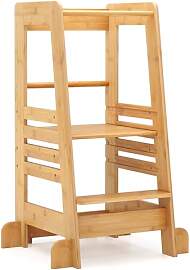 FANTASK Tritthocker Kinder aus Bambus, Lernturm