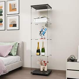 FANYUSHOW Glasvitrine Standvitrine in Schwarz,