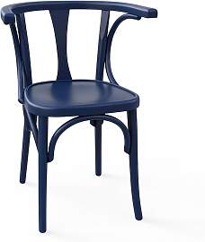 Farbiger Bistrostuhl mit gebogener Armlehne, freie 