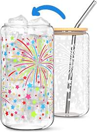 Farbwechsel-Glastasse 470ml mit Bambusdeckel & 