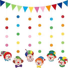 Fasching Karneval Clown Girlande Deko,6 Stück