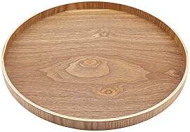 Fdit Serviertablett aus Holz, rund, für Tee,