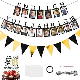 Feegela 18. Geburtstag Junge Schwarz Gold ENDLICH