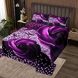 feelingyou Rose Flowers Tagesdecke 220x240cm,Lila