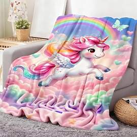 FEELJAM Einhorn Decke kuscheldecke pinkes, Flanell 