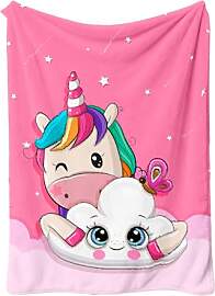 FEELJAM Einhorn Decke kuscheldecke pinkes, Flanell 