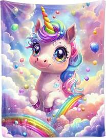 FEELJAM Kinder Kuscheldecke Einhorn für Mädchen, 
