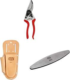FELCO 9 Linkshänder-Gartenschere mit Lederholster 