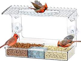 Fenster Vogelfutterspender, 2 in 1 Vogelhaus