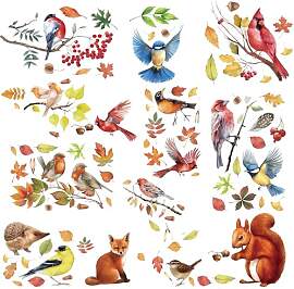 Fensterbilder Herbst Vögel Selbstklebende
