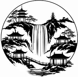 Fensterdeko Rund, Schwarz-Weiß, Meditation Zen