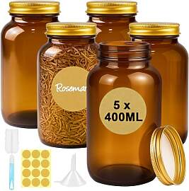 Ferenando 5 Stück Braungläser 400ml mit