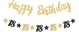 Fesnova Glitzer Happy Birthday Banner Set,deko 18. 