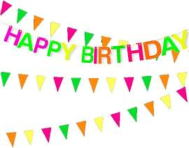 Fesnova Neon-Farbige Happy Birthday Girlande,Neon