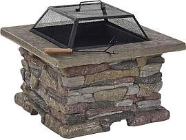 Feuerstelle Leichtbeton grau quadratisch