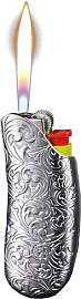 Feuerzeughülle aus Metall, Antik-Blumenmuster,